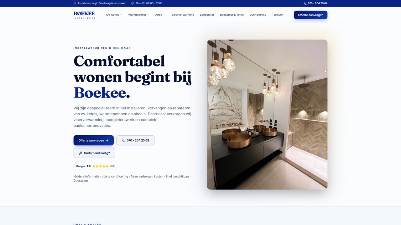 Screenshot van Boekee Installaties