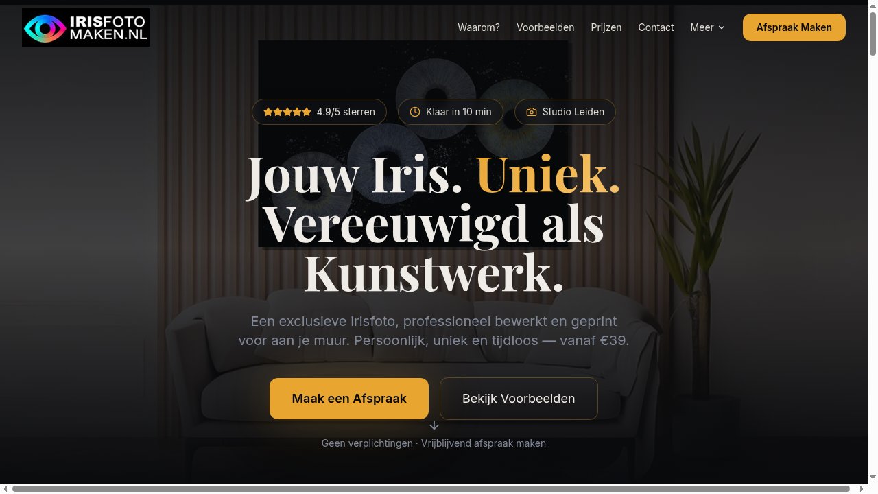 Screenshot van Irisfotomaken.nl